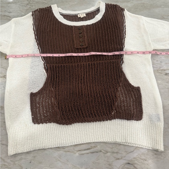 POL Oversized Brown and Cream Open Knit Sweater - Picture 9 of 11